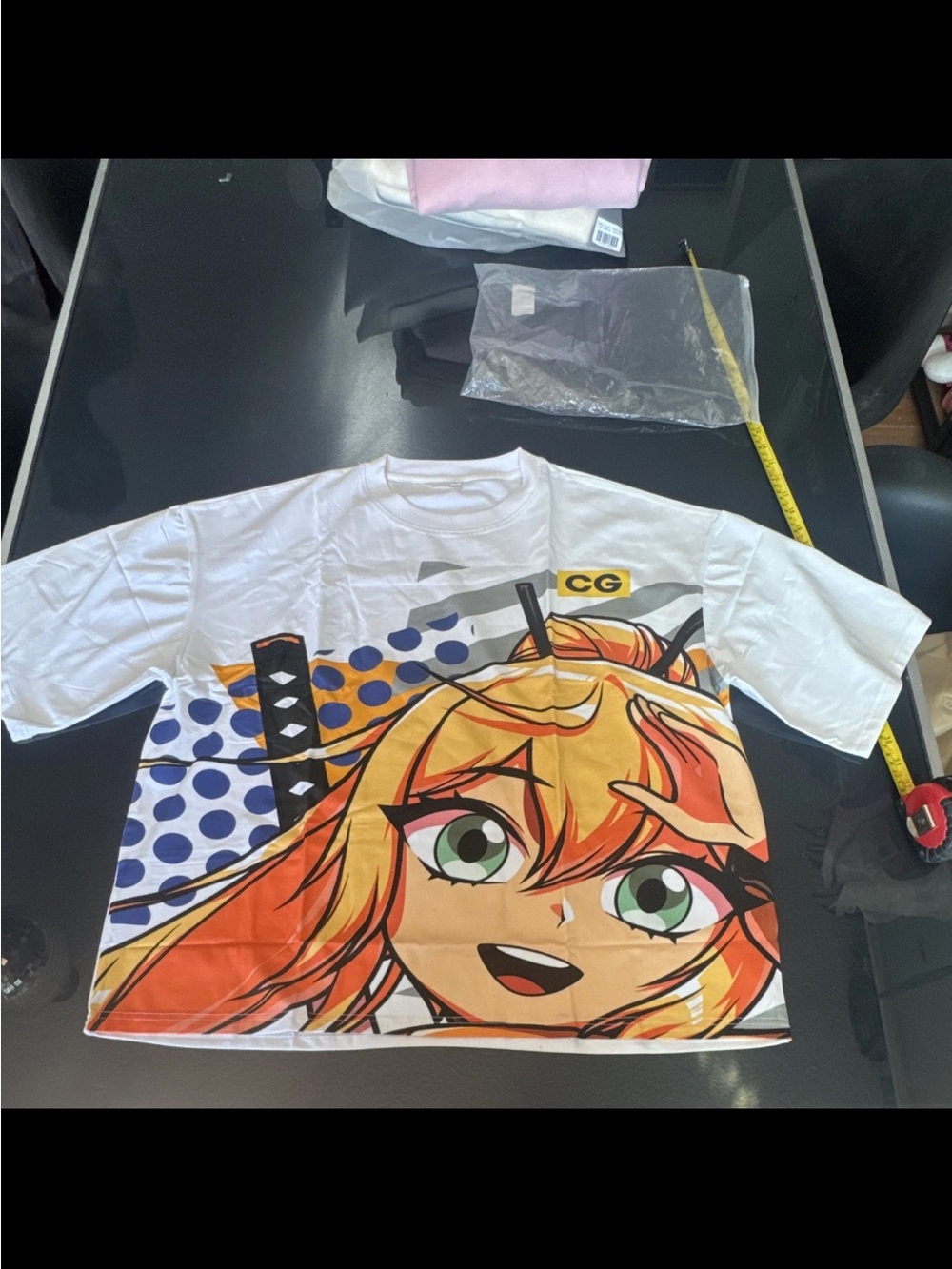 Anime Graphic Kids Tee - White with Orange & Green